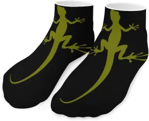 Green Gecko Silhouette Low Cut Ankle Socks Casual Liner Sock Pack Non Slip Invisible For Men Women