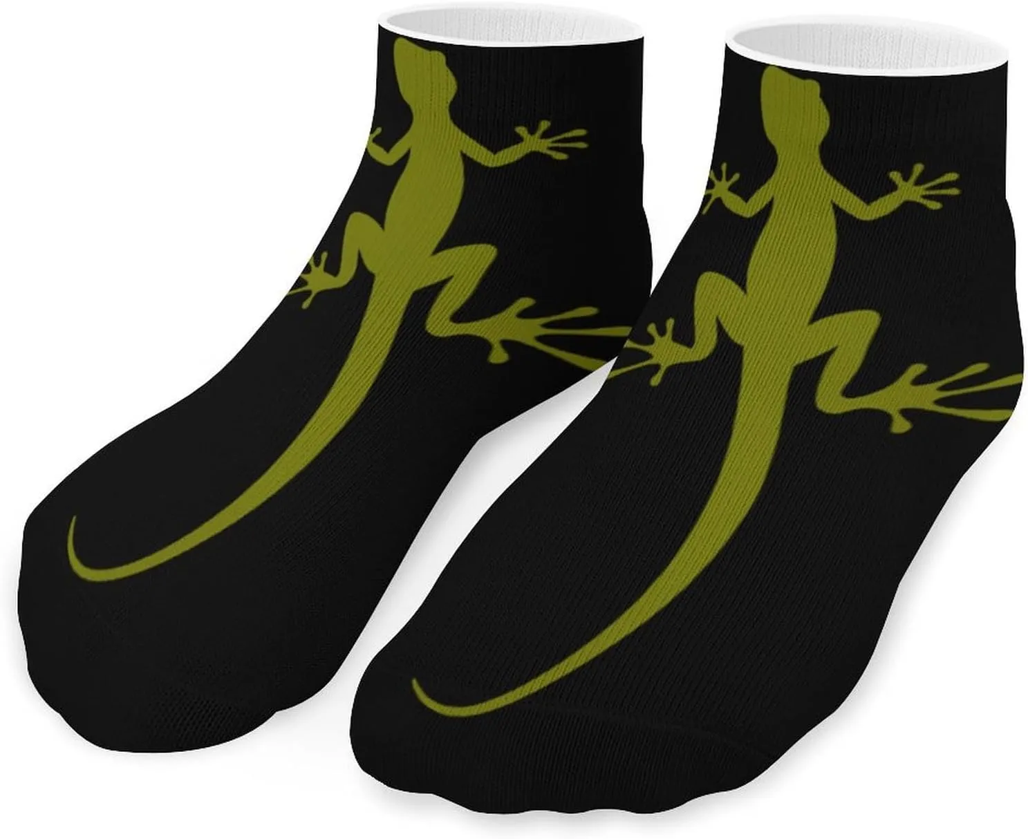 Green Gecko Silhouette Low Cut Ankle Socks Casual Liner Sock Pack Non Slip Invisible For Men Women