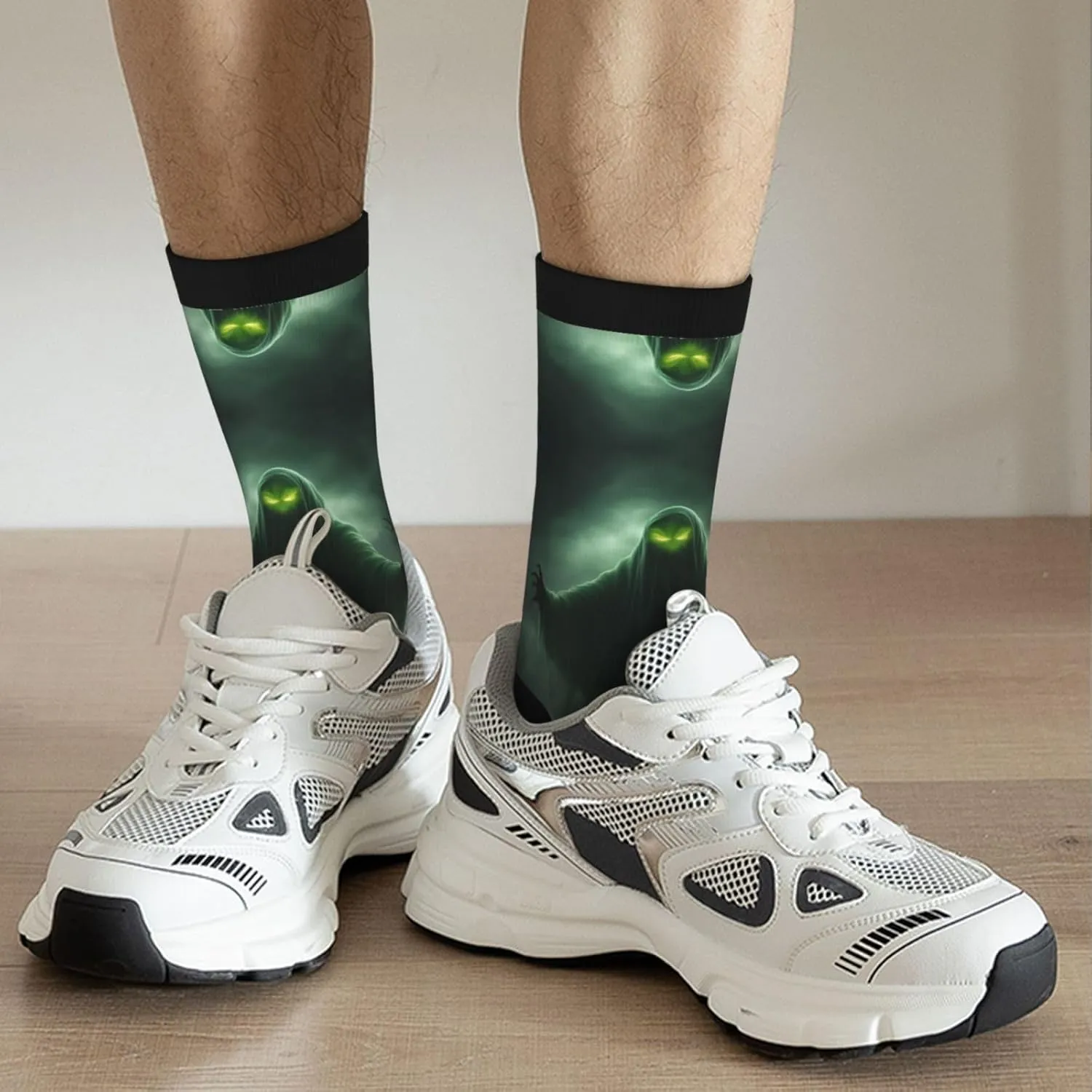 Green Ghost Horror Halloween Pumpkin Print Fun Socks,Novel Crazy Cool Socks,Pattern Funky Novelty Socks,Unisex Socks