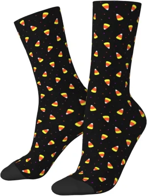 Halloween Candy Corn Pattern Fun And Innovative Men'S And Women'S Crew - Elastic Comfortable Formal Socks, Gift Casual Socks
