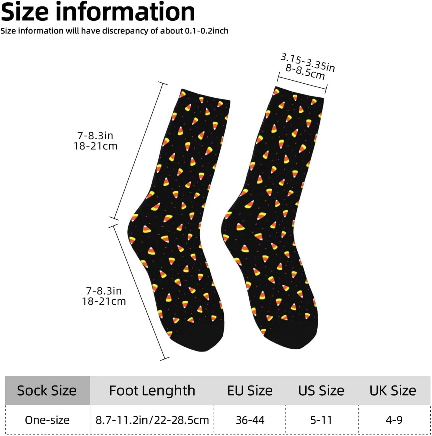 Halloween Candy Corn Pattern Fun And Innovative Men'S And Women'S Crew - Elastic Comfortable Formal Socks, Gift Casual Socks