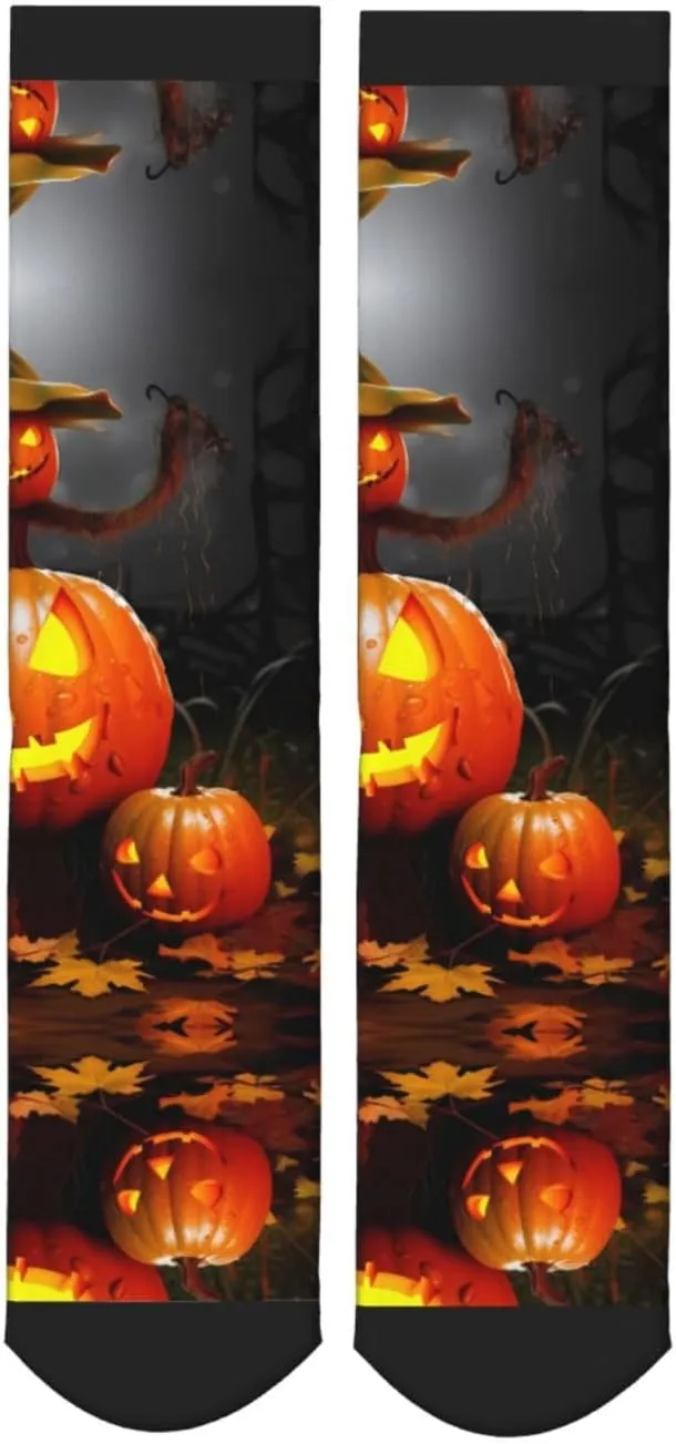 Halloween Pumpkin Print Adult Socks Fun Patterned Funky Crew Socks