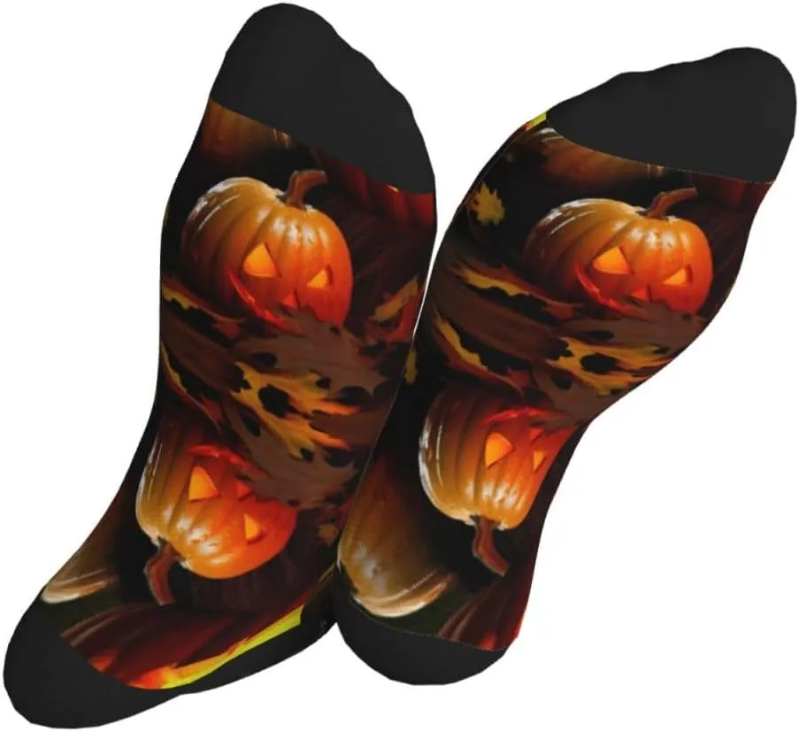 Halloween Pumpkin Print Adult Socks Fun Patterned Funky Crew Socks
