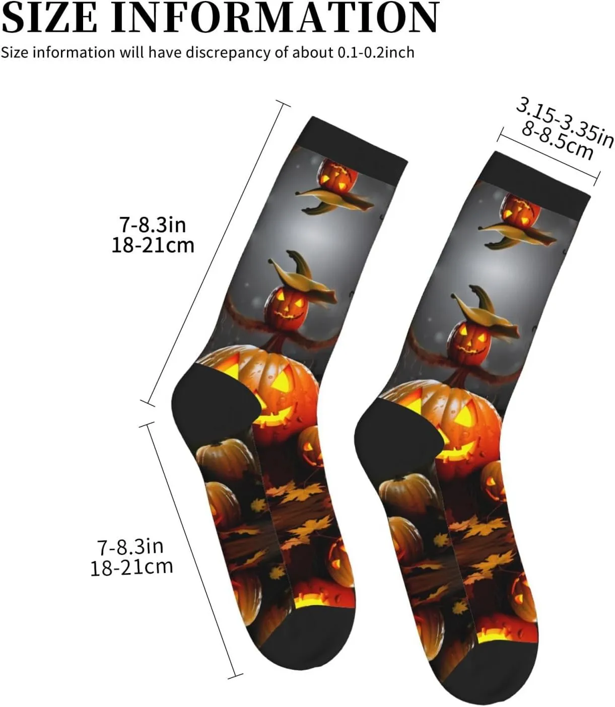 Halloween Pumpkin Print Adult Socks Fun Patterned Funky Crew Socks