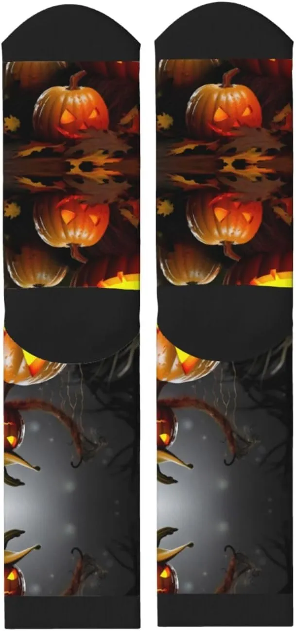 Halloween Pumpkin Print Adult Socks Fun Patterned Funky Crew Socks