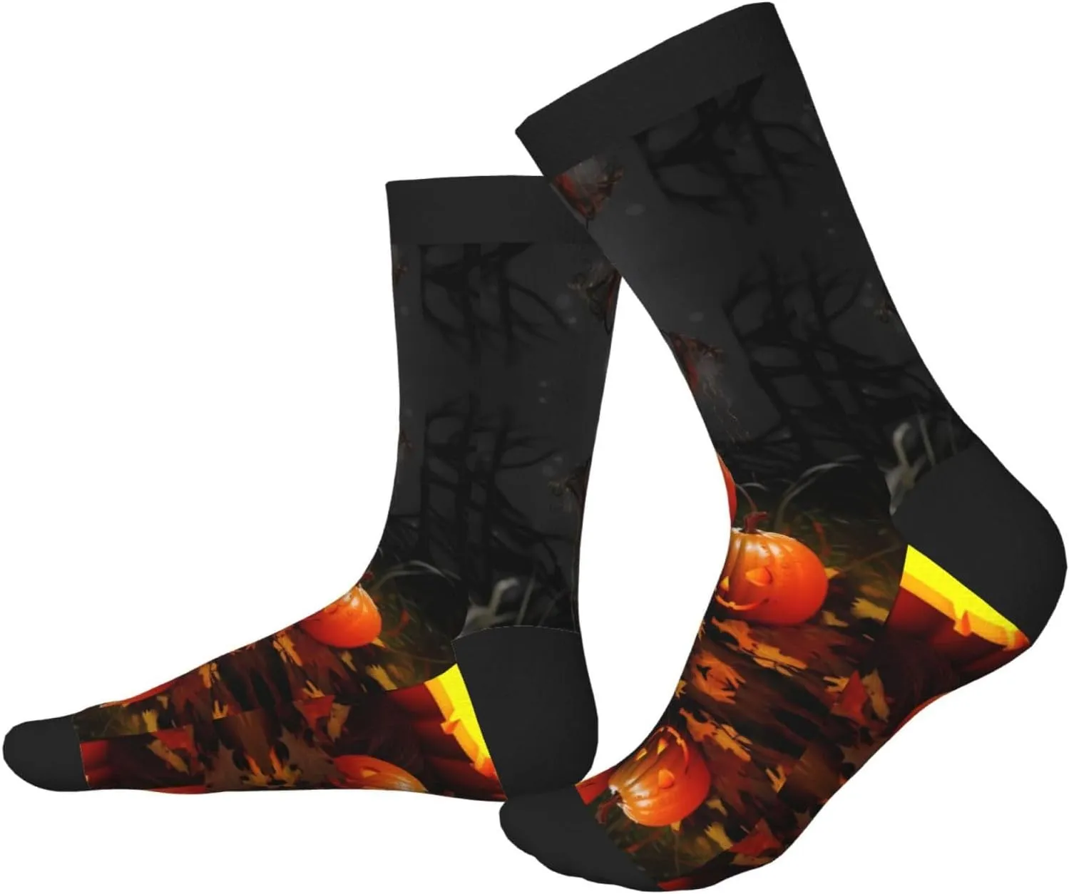 Halloween Pumpkin Print Adult Socks Fun Patterned Funky Crew Socks