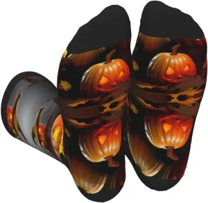 Halloween Pumpkin Print Adult Socks Fun Patterned Funky Crew Socks