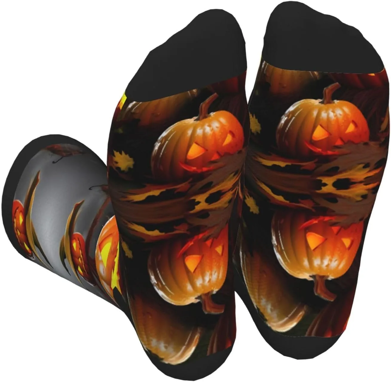 Halloween Pumpkin Print Adult Socks Fun Patterned Funky Crew Socks