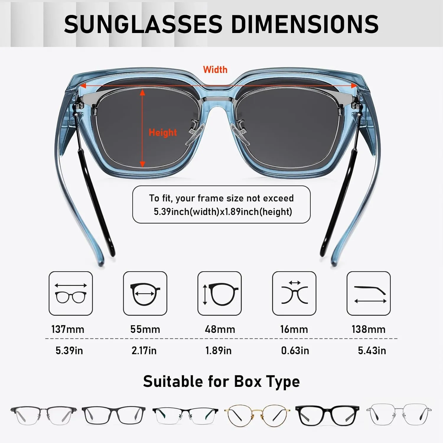 HAOLOTA Polarized Fit Over Glasses Sunglasses for Women Men Trendy Square Wrap Around Shades UV Protection