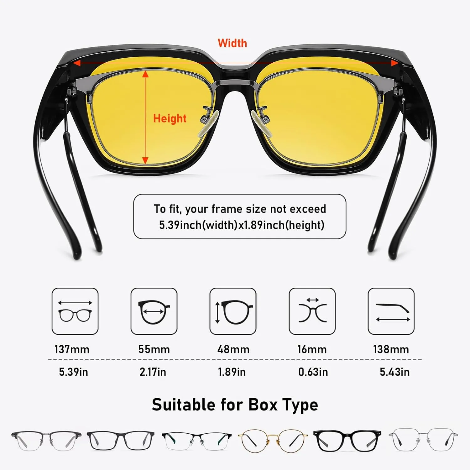HAOLOTA Polarized Fit Over Glasses Sunglasses for Women Men Trendy Square Wrap Around Shades UV Protection