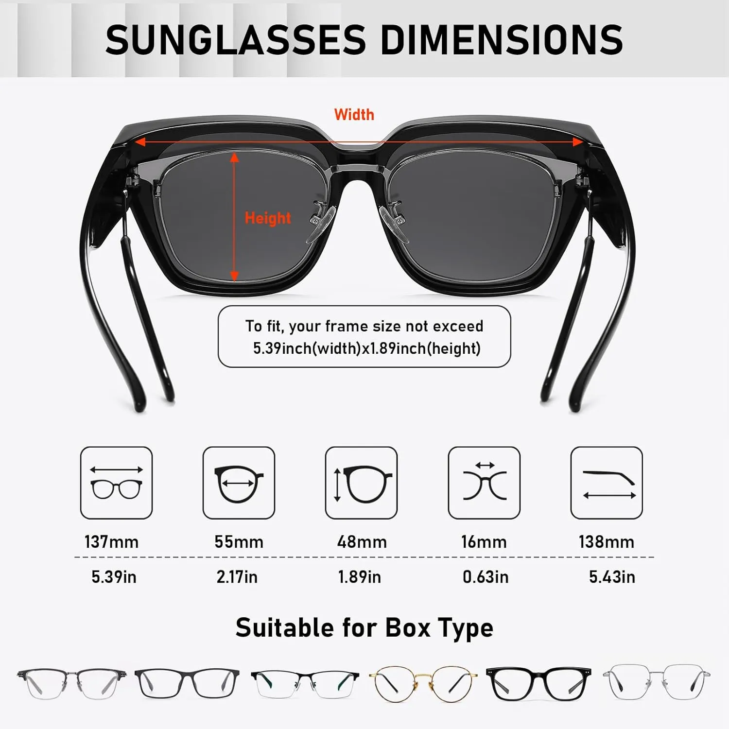 HAOLOTA Polarized Fit Over Glasses Sunglasses for Women Men Trendy Square Wrap Around Shades UV Protection