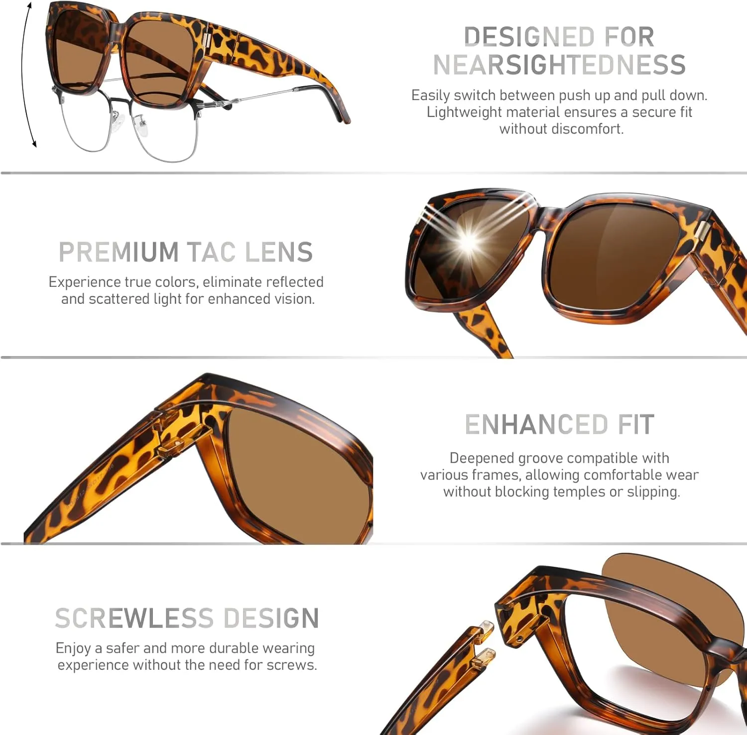 HAOLOTA Polarized Fit Over Glasses Sunglasses for Women Men Trendy Square Wrap Around Shades UV Protection