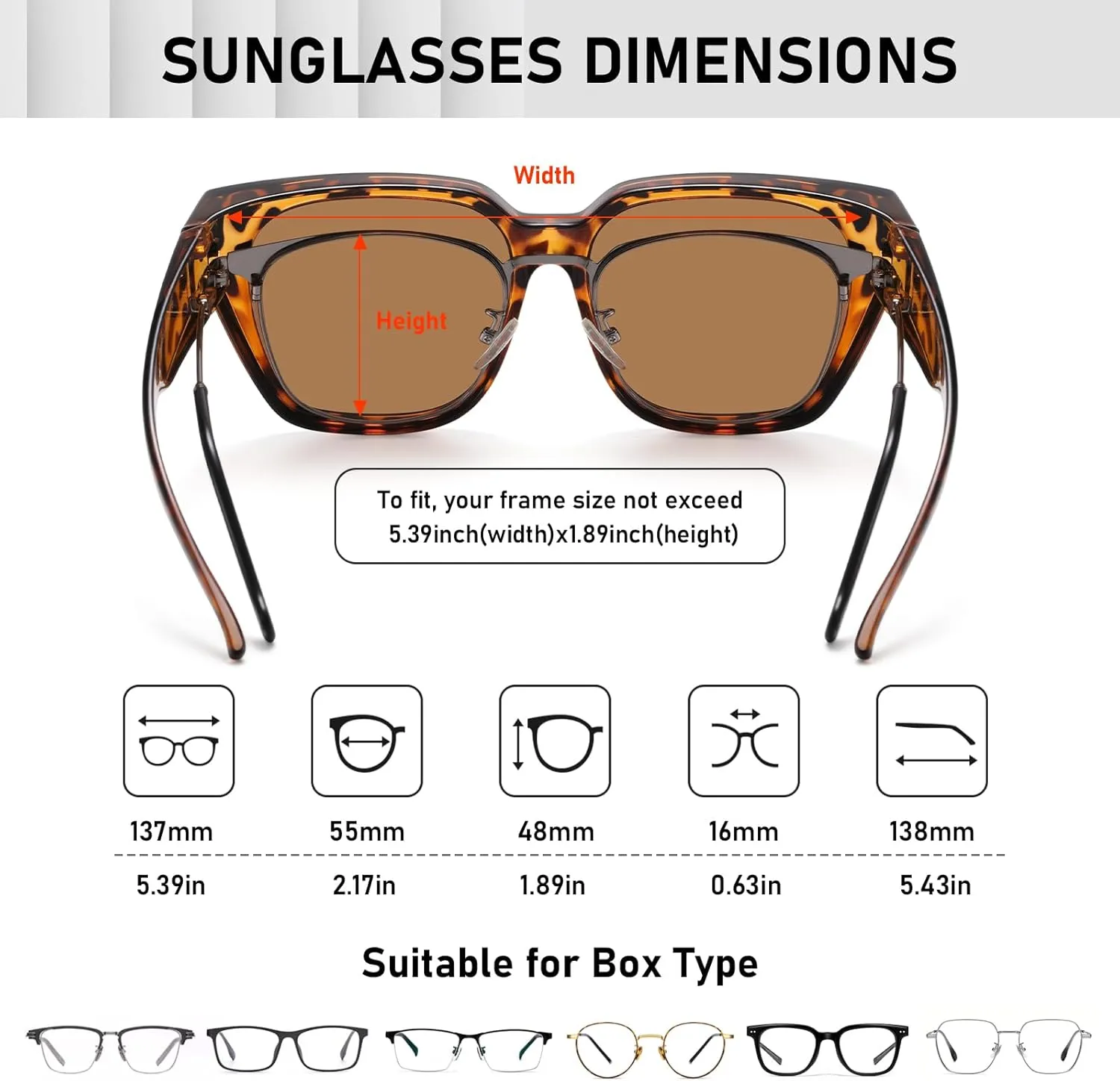 HAOLOTA Polarized Fit Over Glasses Sunglasses for Women Men Trendy Square Wrap Around Shades UV Protection