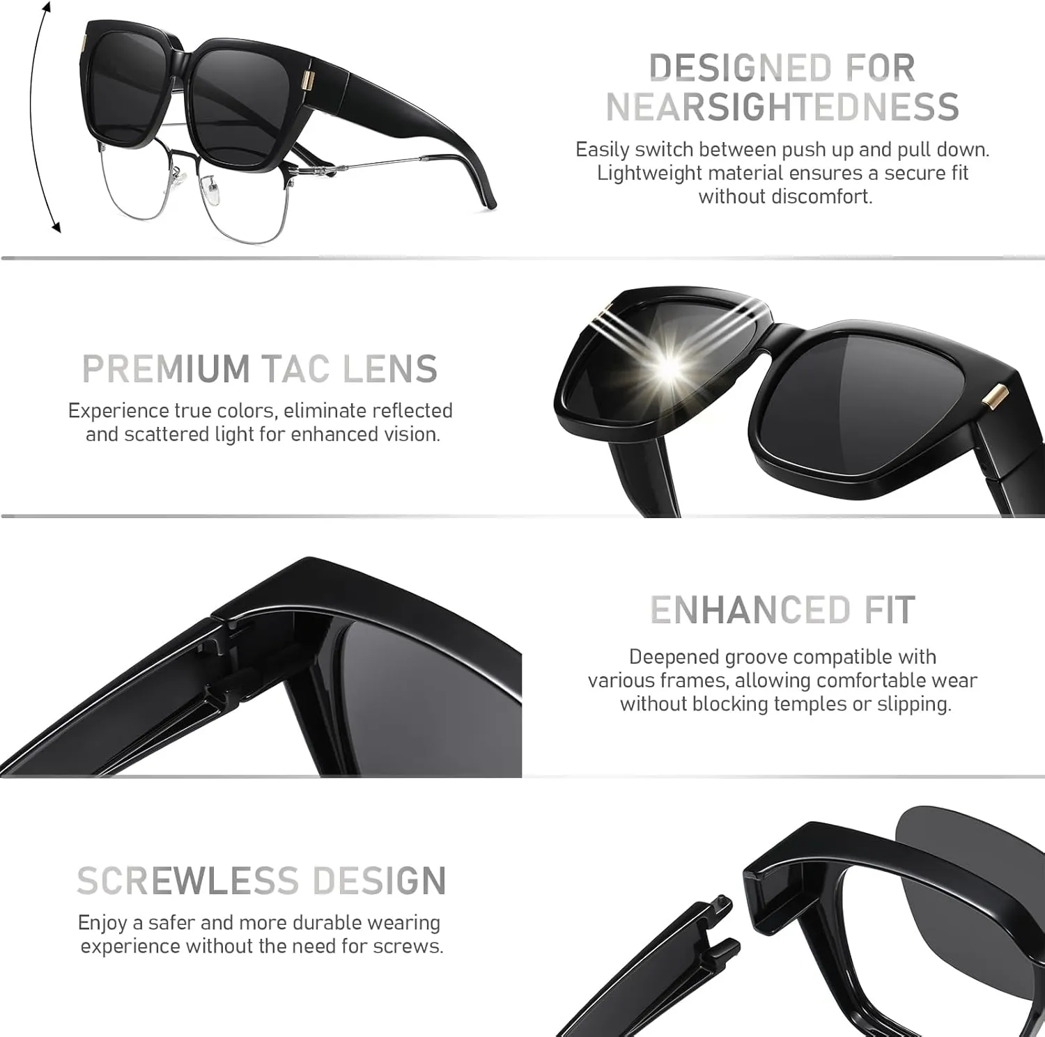 HAOLOTA Polarized Fit Over Glasses Sunglasses for Women Men Trendy Square Wrap Around Shades UV Protection