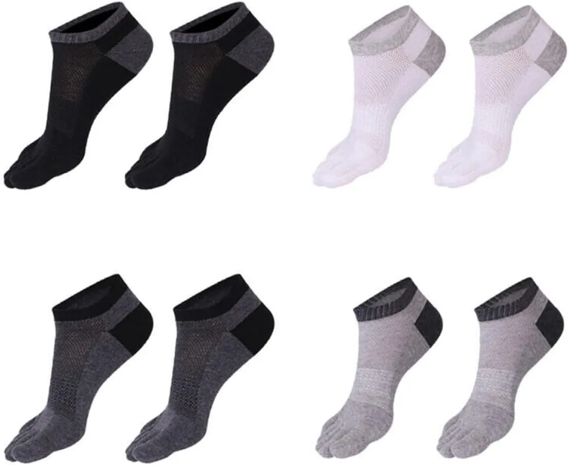 Healifty 8pcs Five-Toe Sports Socks for Men Breathable Comfortable Athletic Ankle Socks for Running Cycling Hiking and Use