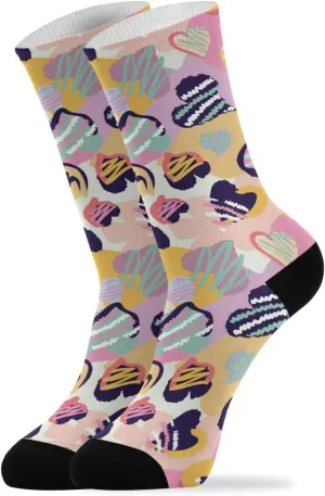 Hearts Pattern Fun Colors Casual Socks Funny Novelty Soft Cozy Activities Crew Socks Gift for Women Men Girls Boys 1 Pair