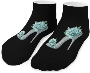 High Heels with Roses Low Cut Ankle Socks Non Slip Invisible Liner Sock Pack Casual Socks For Men Women