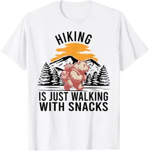 Hiking is Just Walking With Snacks Funny Bear Hiking Retro T-Shirt