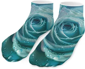 Hipsteres Turquoise Rose Ankle Socks Breathable Low Cut Sports Socks Casual No Show Sock for Women Men