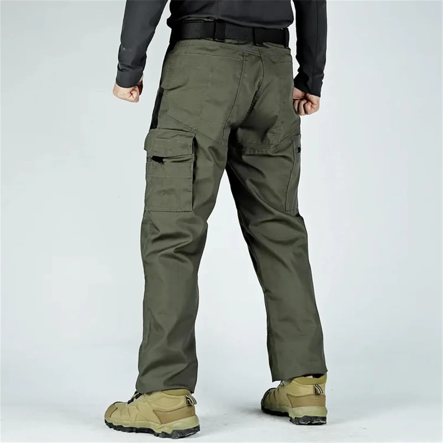 Hndudnff Men's Casual Tactical Cargo Pants Outdoor Hiking Military Hiking Multi-Pockets Work Pants