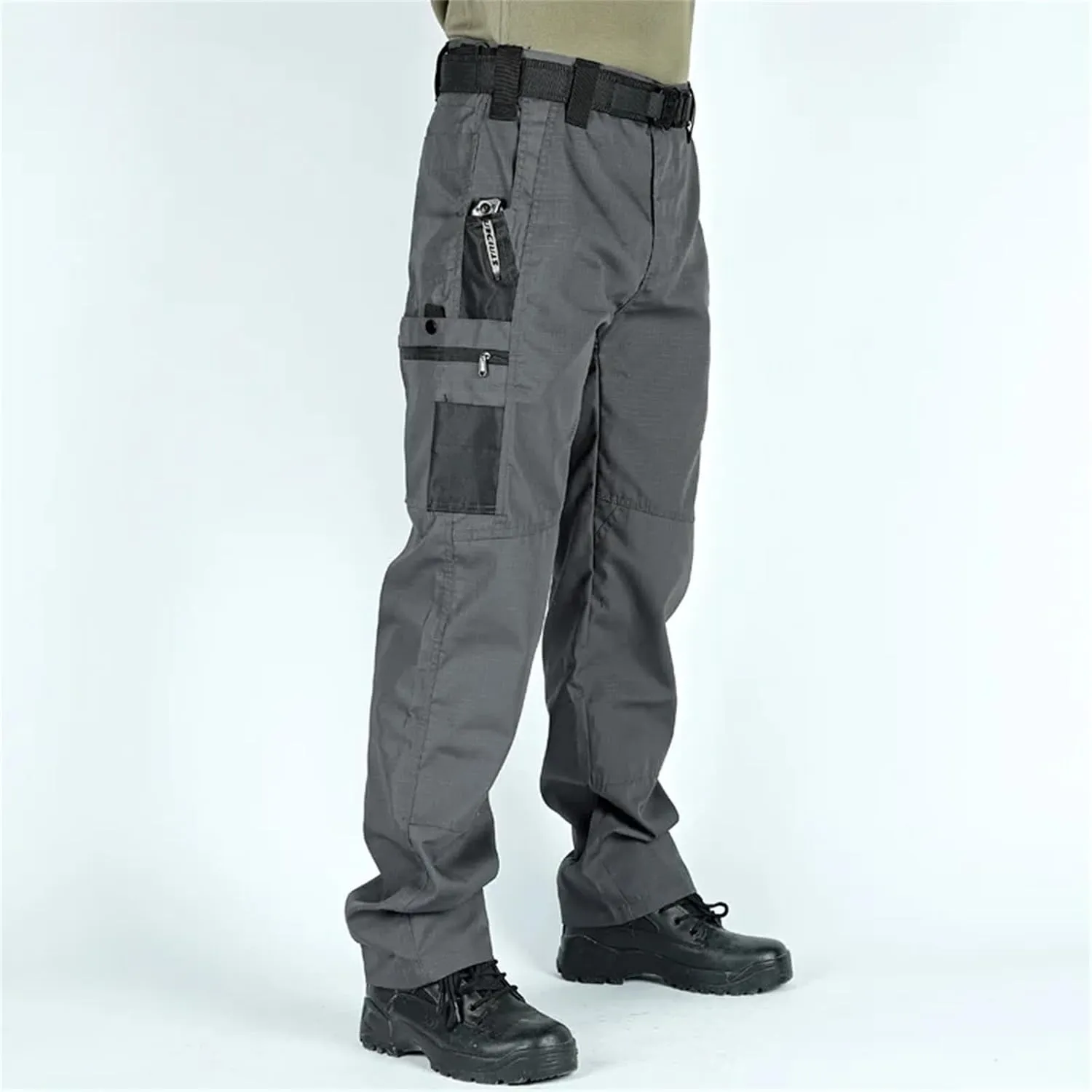 Hndudnff Men's Casual Tactical Cargo Pants Outdoor Hiking Military Hiking Multi-Pockets Work Pants