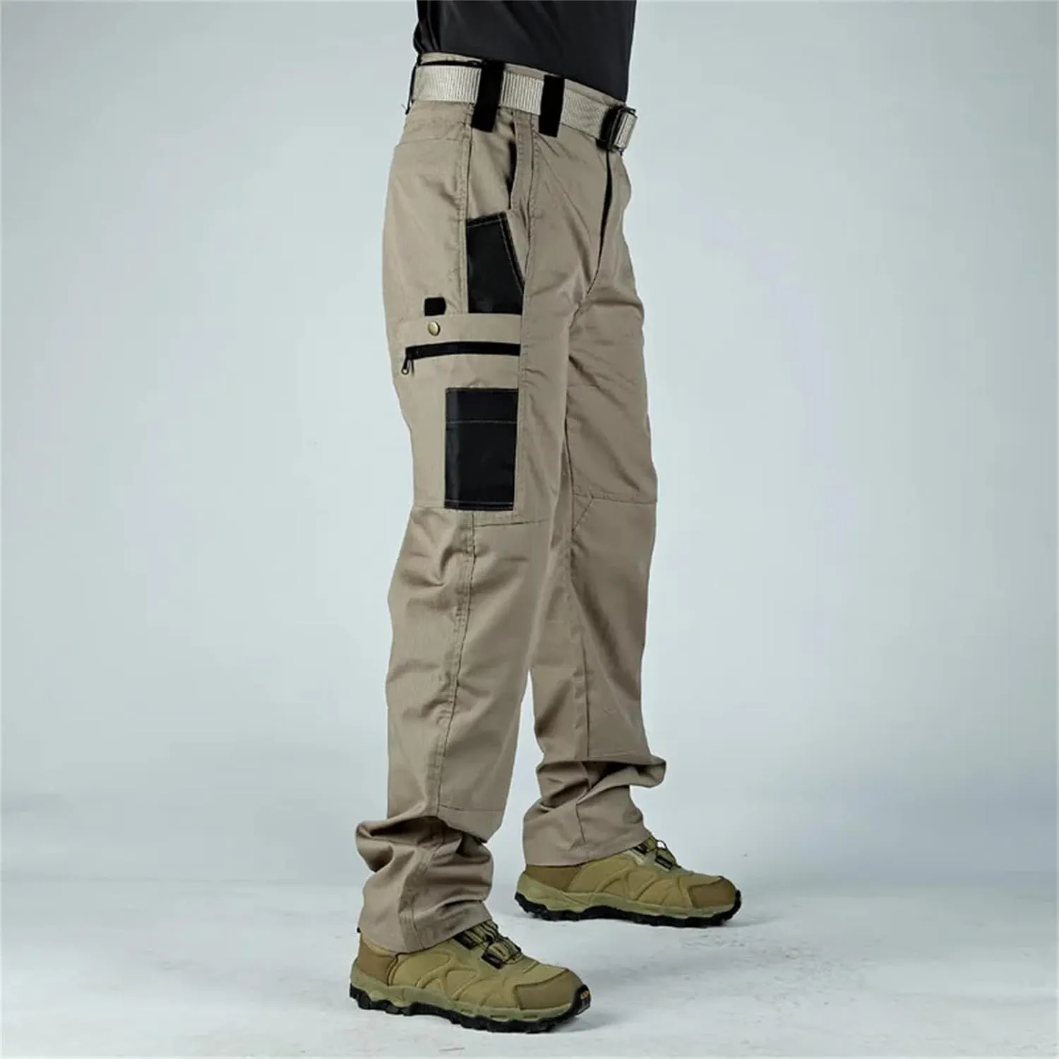 Hndudnff Men's Casual Tactical Cargo Pants Outdoor Hiking Military Hiking Multi-Pockets Work Pants