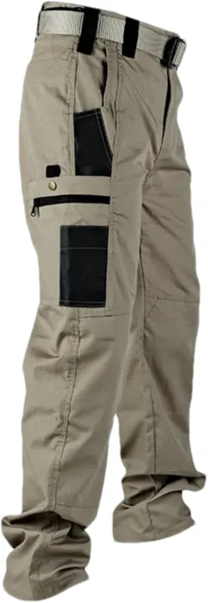 Hndudnff Men's Casual Tactical Cargo Pants Outdoor Hiking Military Hiking Multi-Pockets Work Pants