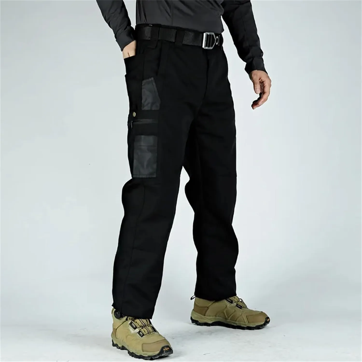 Hndudnff Men's Casual Tactical Cargo Pants Outdoor Hiking Military Hiking Multi-Pockets Work Pants