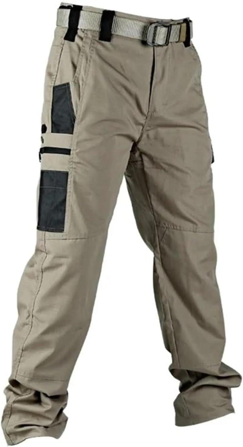 Hndudnff Men's Casual Tactical Cargo Pants Outdoor Hiking Military Hiking Multi-Pockets Work Pants