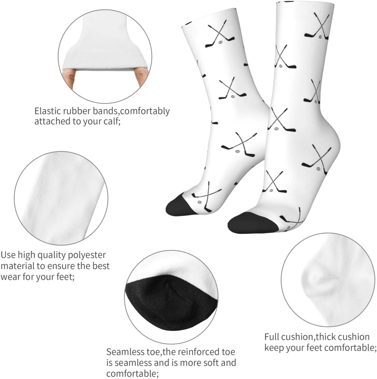Hockey Stick Pattern Fun And Innovative Men'S And Women'S Crew - Elastic Comfortable Formal Socks, Gift Casual Socks