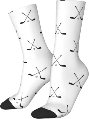 Hockey Stick Pattern Fun And Innovative Men'S And Women'S Crew - Elastic Comfortable Formal Socks, Gift Casual Socks