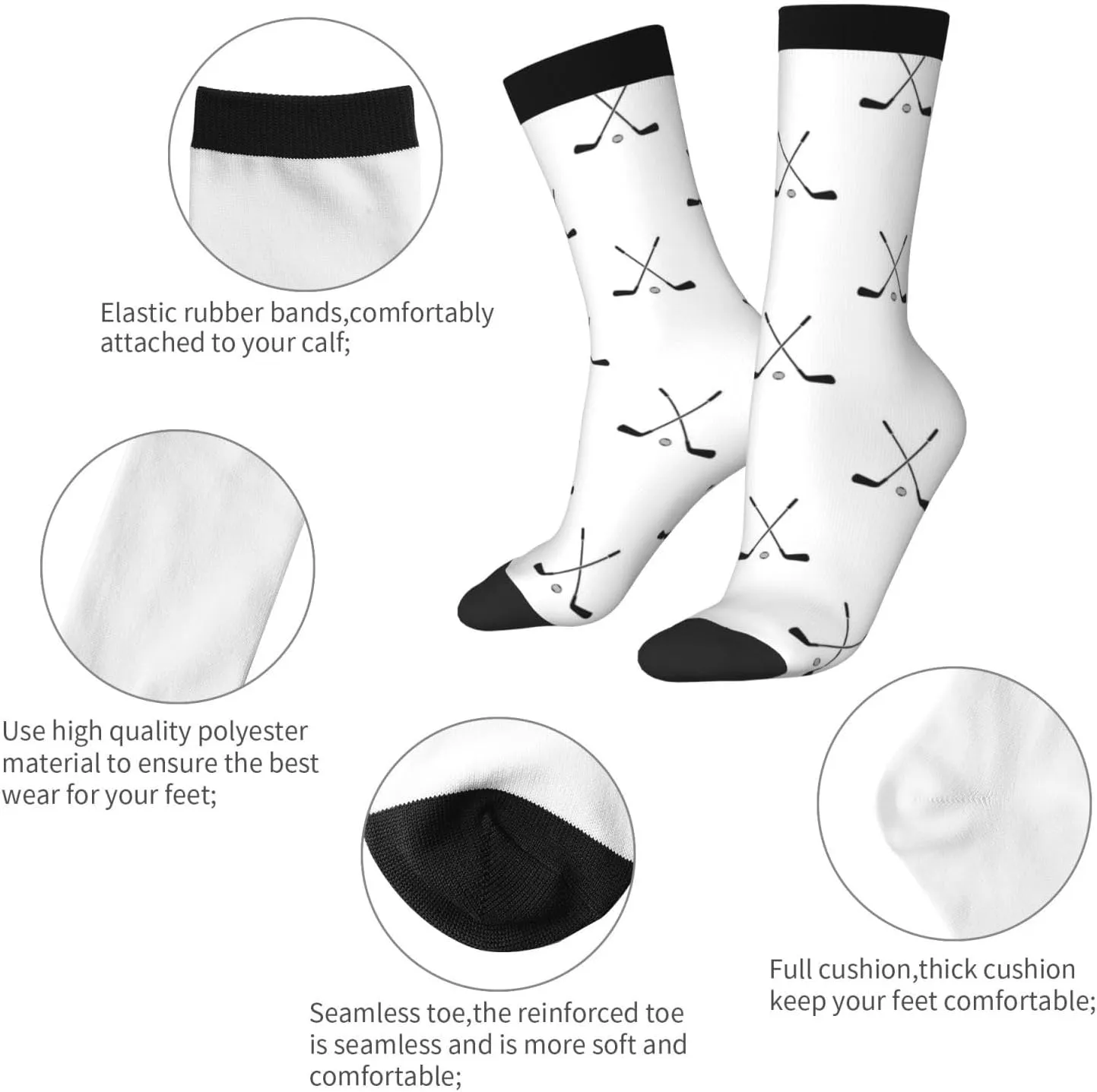Hockey Stick Pattern Fun And Innovative Men'S And Women'S Crew - Elastic Comfortable Formal Socks, Gift Casual Socks