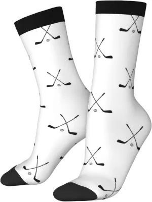Hockey Stick Pattern Fun And Innovative Men'S And Women'S Crew - Elastic Comfortable Formal Socks, Gift Casual Socks