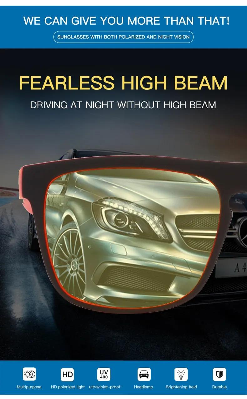 HOOLDW Night Vision Glasses Men Women Polarized Sunglasses Yellow Lens Anti-Glare Goggle Night Driving Sun glasses UV400 Eyewear