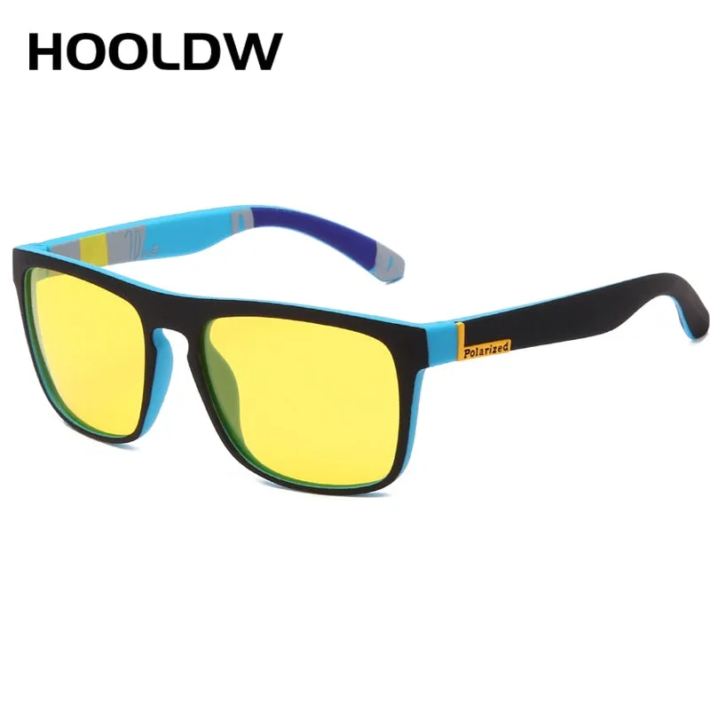 HOOLDW Night Vision Glasses Men Women Polarized Sunglasses Yellow Lens Anti-Glare Goggle Night Driving Sun glasses UV400 Eyewear