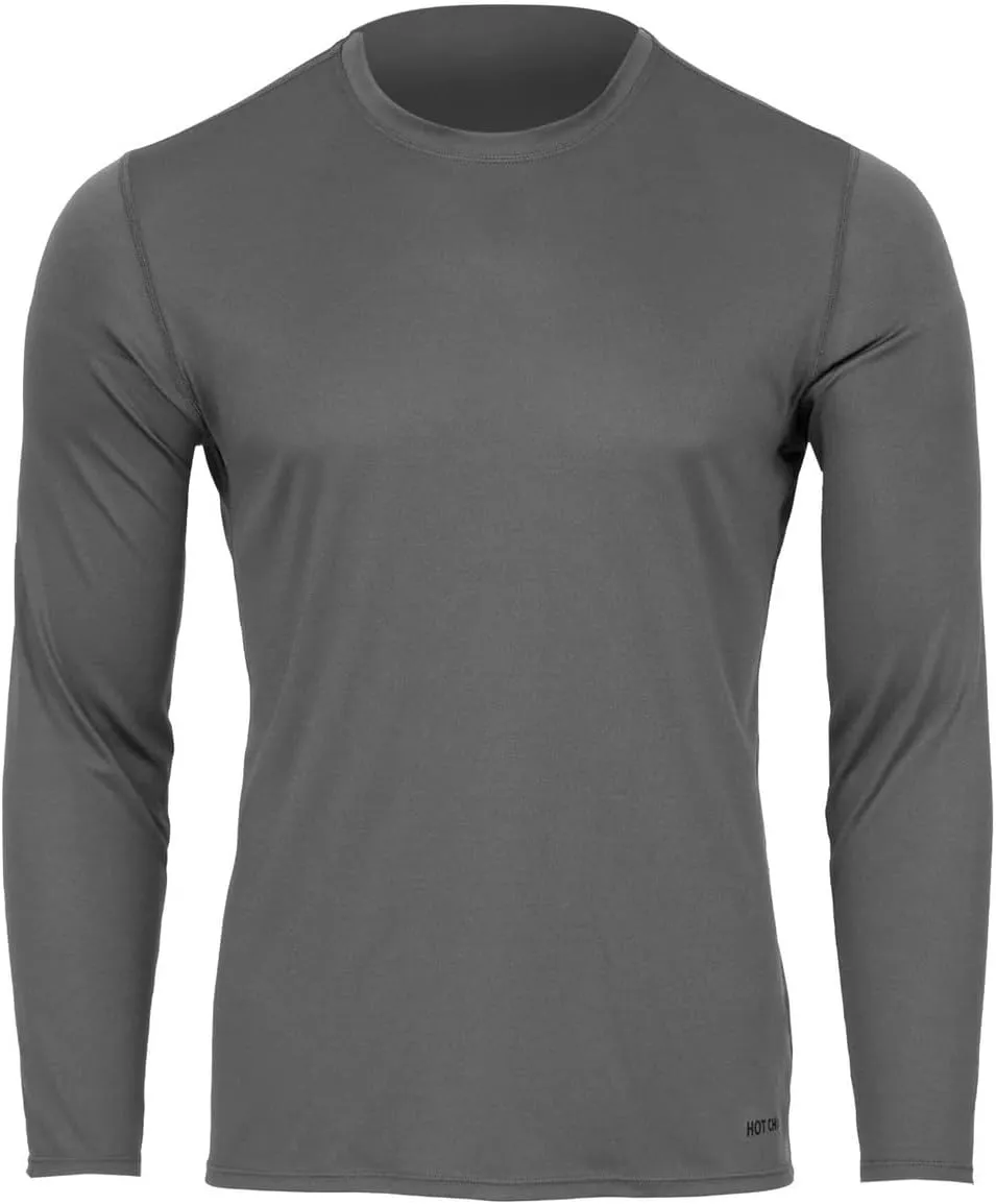 Hot Chillys Men's Peachskins Solid Crewneck Lightweight Moisture-Wicking UV Protective Relaxed Fit Base Layer Top