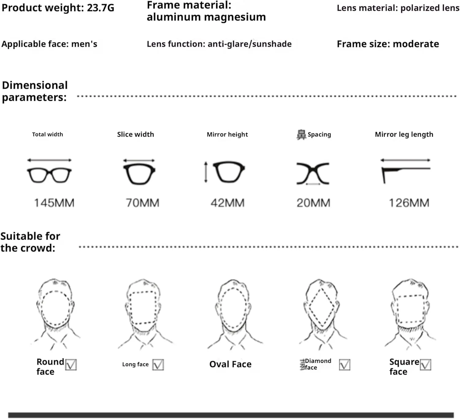 ICARA Al-Mg metal Polarized Sunglasses for Men, Sunglasses for Outdoor Sports, Cycling, Fishing, and Driving