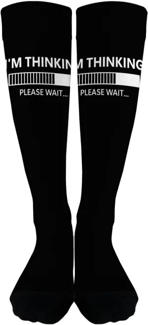 I'm Thinking Please Waits Womens Long Socks Athletic Sock