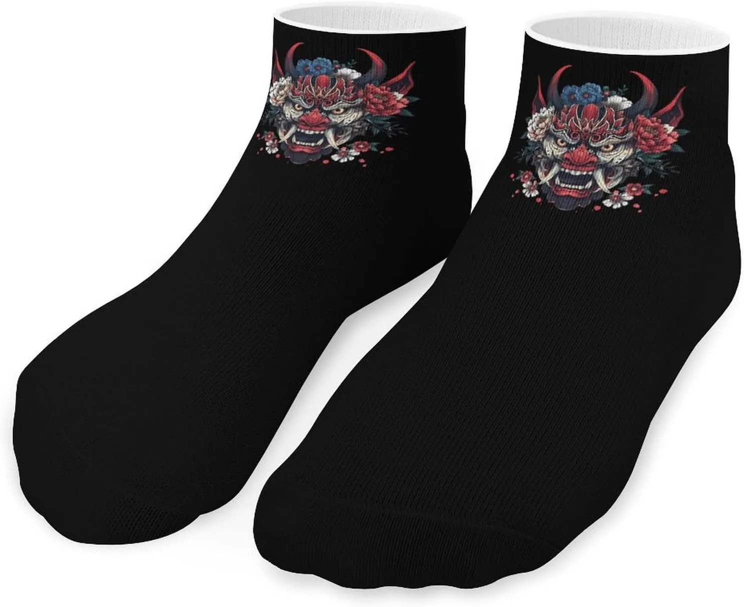 Japanese Demon Mask Ankle Socks Breathable Low Cut Sports Socks Casual No Show Sock for Women Men