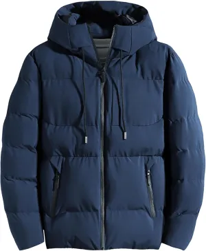JEsilunmaMY Men's Basic Thermal Hooded Puffer Jacket Winter Coats Thicken Warm Down Jacket Insulated Waterproof Padded Jacket
