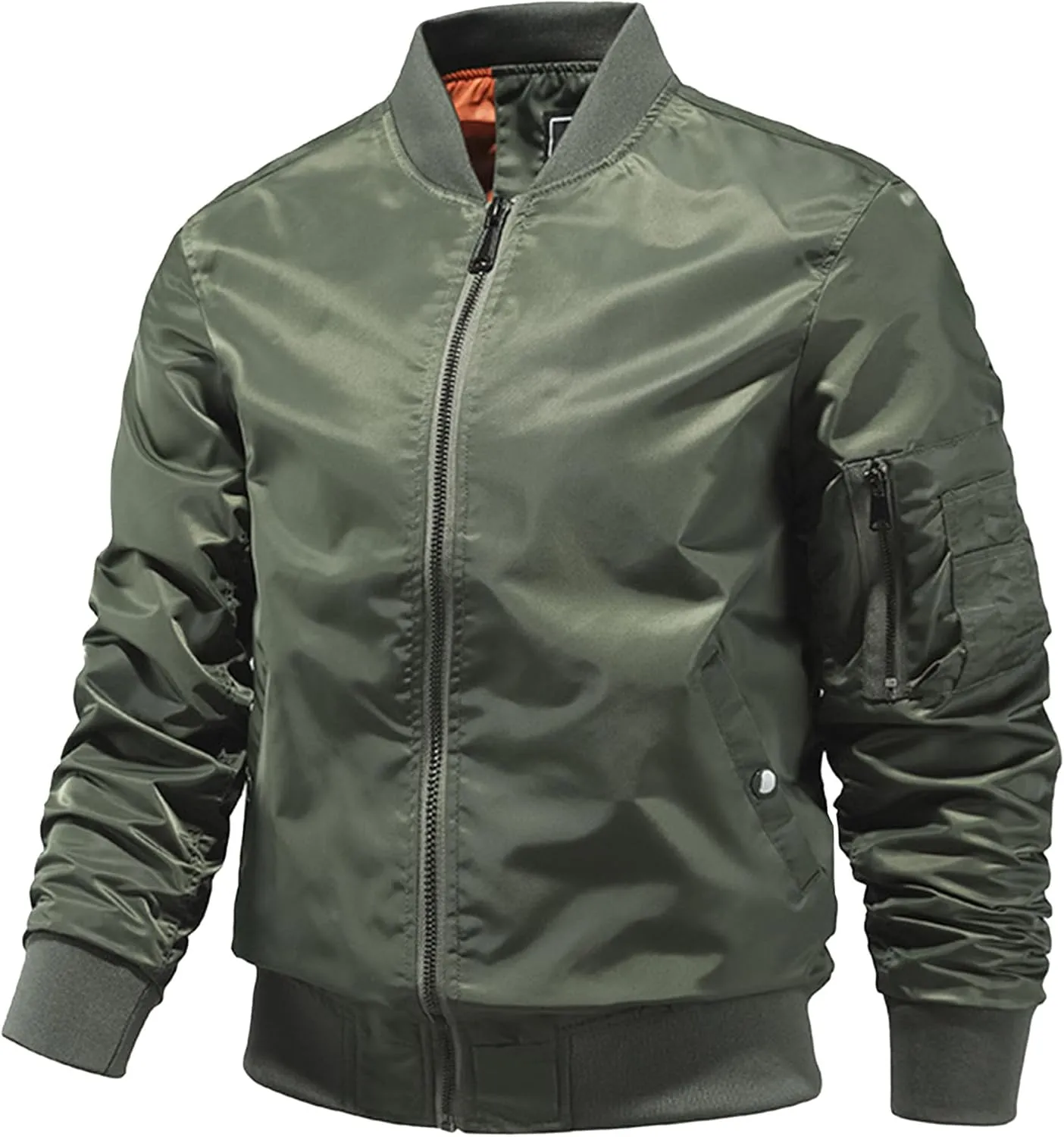 JEsilunmaMY Men's Lightweight Casual Bomber Jacket Fall Winter Warm Windbreaker Baseball Jacket Full Zip Casual Padded Coats