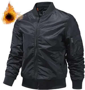 JEsilunmaMY Men's Lightweight Casual Bomber Jacket Fall Winter Warm Windbreaker Baseball Jacket Full Zip Casual Padded Coats