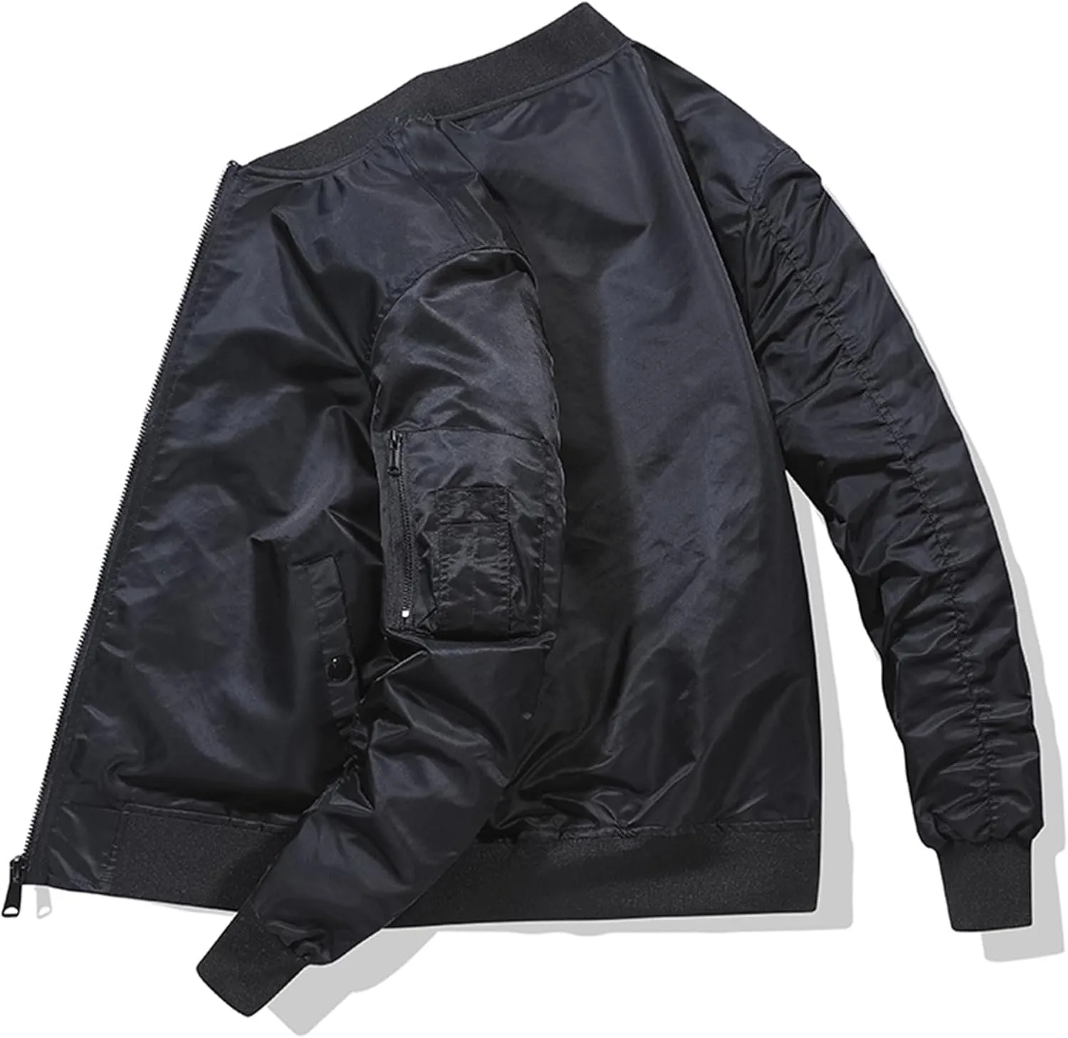 JEsilunmaMY Men's Lightweight Casual Bomber Jacket Fall Winter Warm Windbreaker Baseball Jacket Full Zip Casual Padded Coats