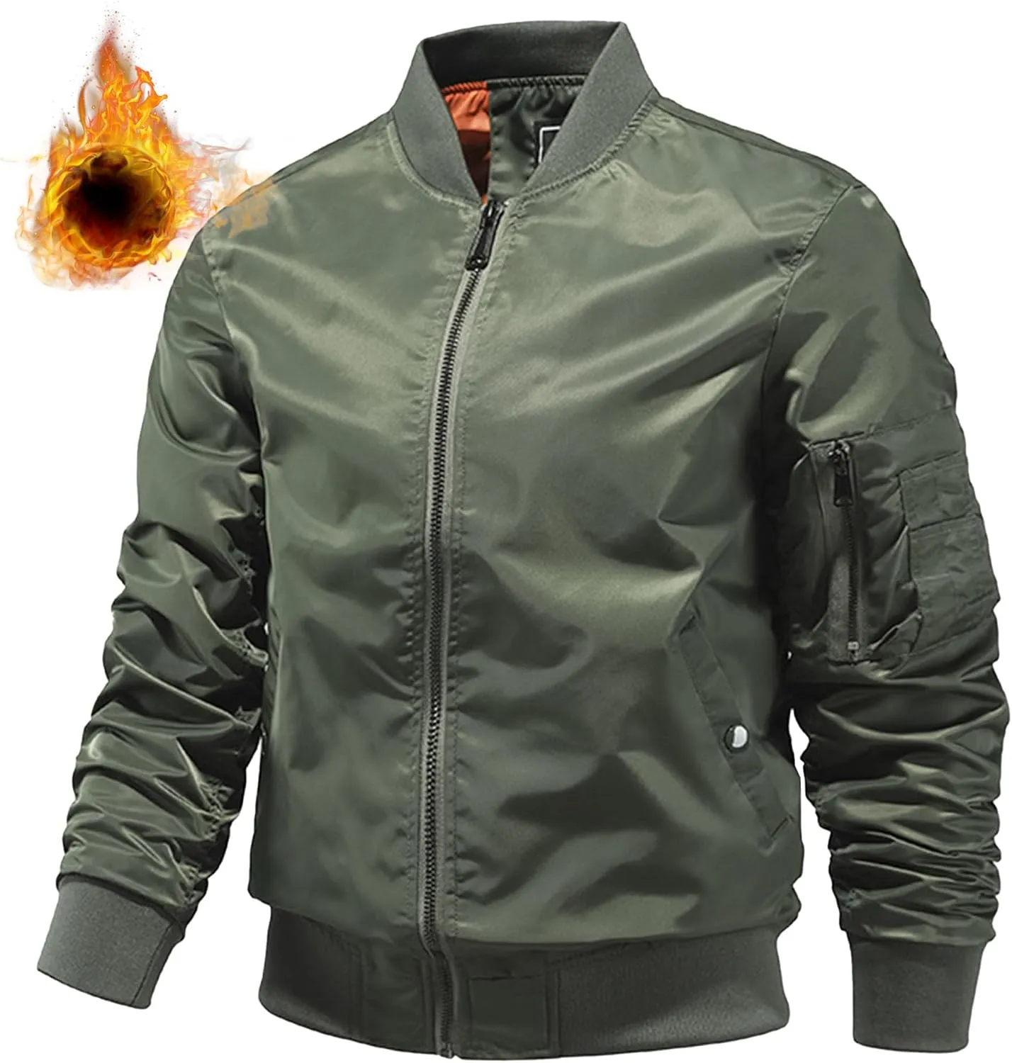 JEsilunmaMY Men's Lightweight Casual Bomber Jacket Fall Winter Warm Windbreaker Baseball Jacket Full Zip Casual Padded Coats