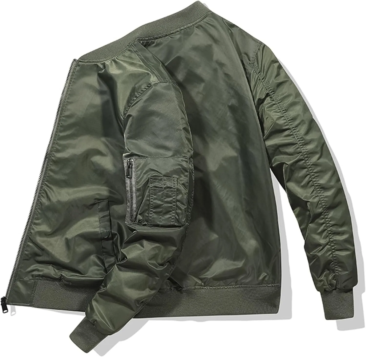 JEsilunmaMY Men's Lightweight Casual Bomber Jacket Fall Winter Warm Windbreaker Baseball Jacket Full Zip Casual Padded Coats