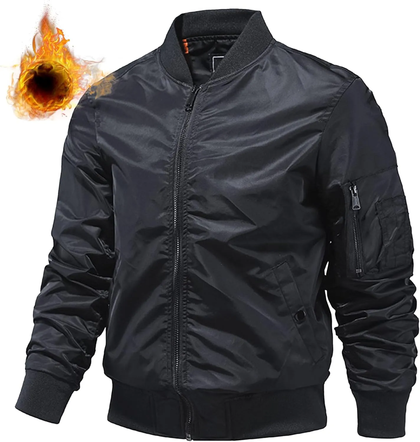 JEsilunmaMY Men's Lightweight Casual Bomber Jacket Fall Winter Warm Windbreaker Baseball Jacket Full Zip Casual Padded Coats
