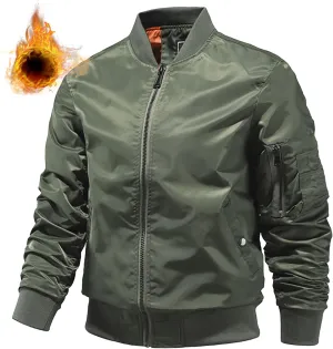 JEsilunmaMY Men's Lightweight Casual Bomber Jacket Fall Winter Warm Windbreaker Baseball Jacket Full Zip Casual Padded Coats