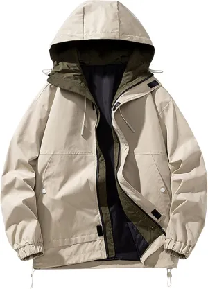JEsilunmaMY Men's Lightweight Hooded Varsity Jackets Loose Casual Baseball Coats with Pocket Outdoor Sport Bomber Jacket