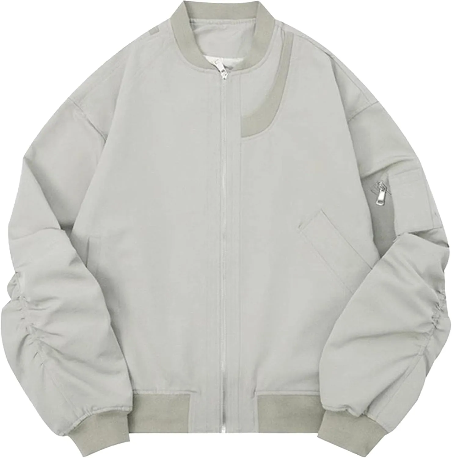 JEsilunmaMY Men's Loose Casual Baseball Jacket Lightweight Sportswear Cotton Cargo Coats Windproof Varsity Bomber Jacket