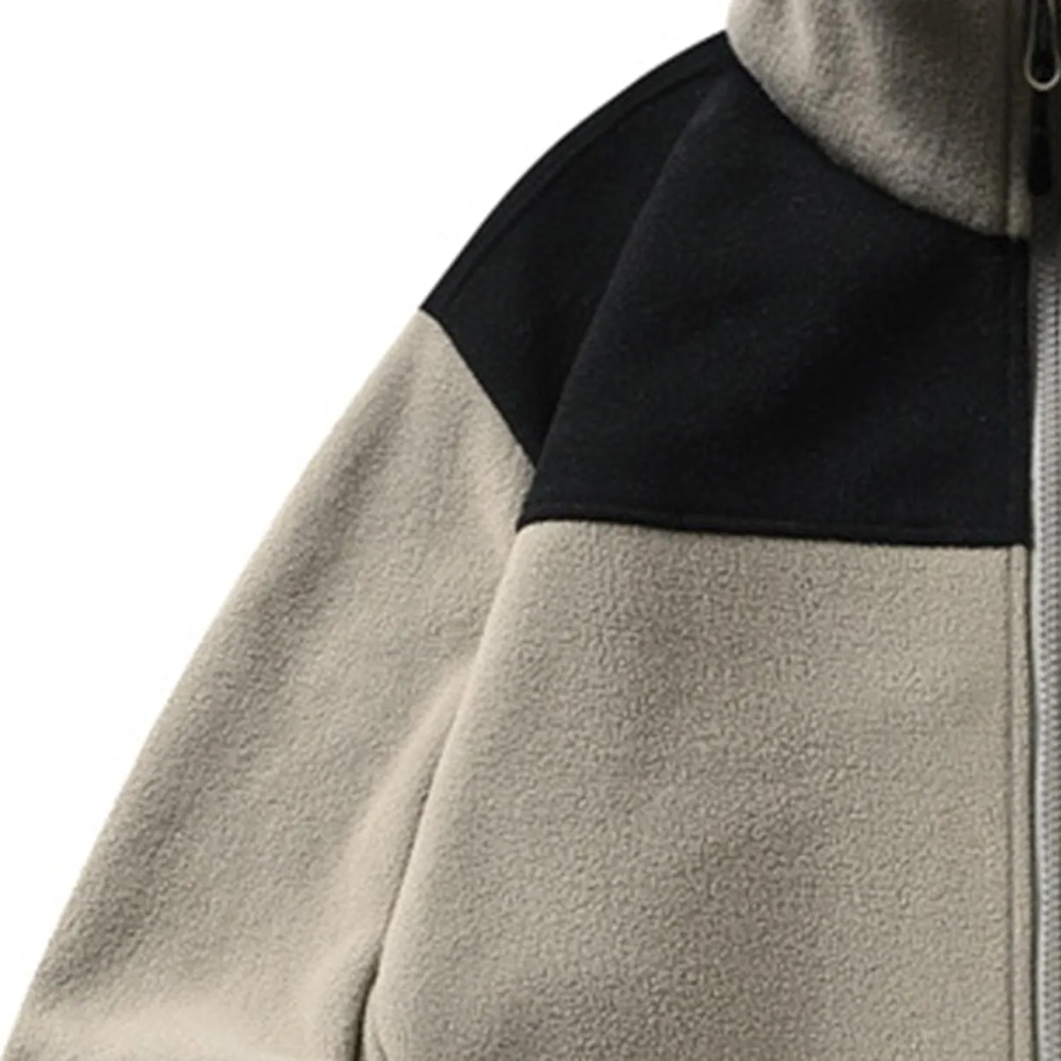 JEsilunmaMY Men's Polar Fleece Hiking Jackets Stand Collar Full Zip Fleece Jackets Color Block Outdoor Warm Winter Coats